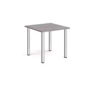 image of Rectangular chrome radial leg meeting table 800mm x 800mm - grey oak