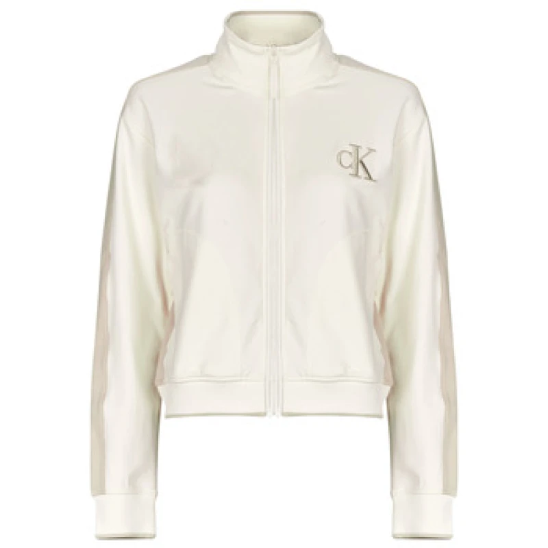 Image of Calvin Klein Jeans LS STRETCH TERRY FZ TRACK JACKET womens Sweatshirts in White