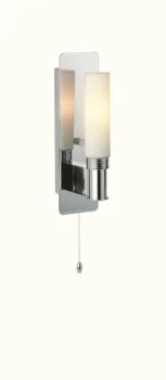 Image of 1 Light Single Bathroom Ceiling Switched Wall Light Chrome, Opal Glass IP44, G9