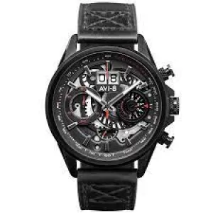 Image of AVI-8 HAWKER HARRIER II Chronograph Black Leather Strap Watch