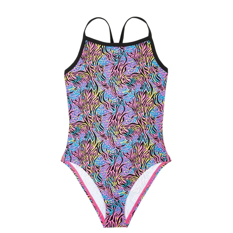 Image of Slazenger Thin Strap One Piece Swimsuit Juniors - Black 7 - 8 Years