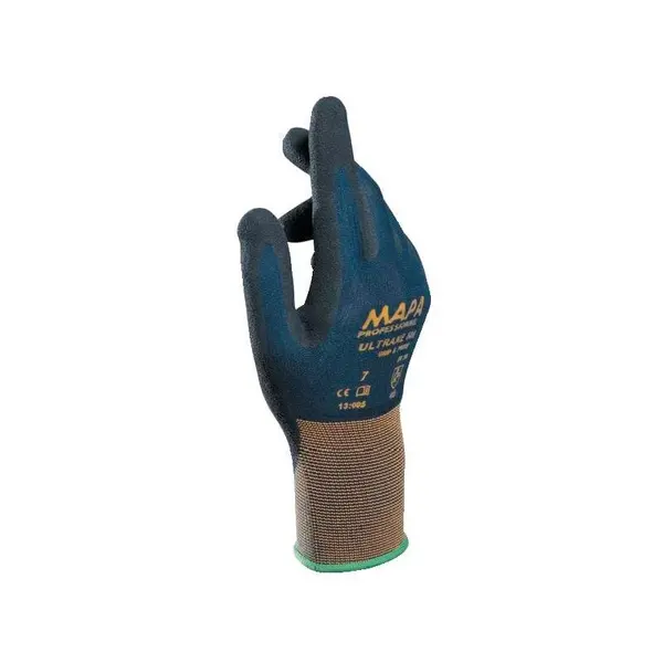 Image of MAPA Professional Mapa Professional - Nitile Coated Gloves, Mechanical Hazad Gip, Blue/Black, Size 7 - Black Blue ZT1175864X