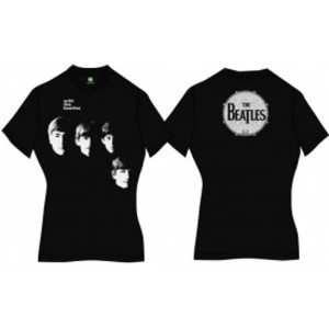 Image of With The Beatles Ladies Black Vintage Print TShirt: Small
