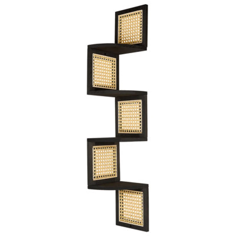 Image of Beliani 4 Tier Shelving Unit Alder Paulownia Wood 101cm Black
