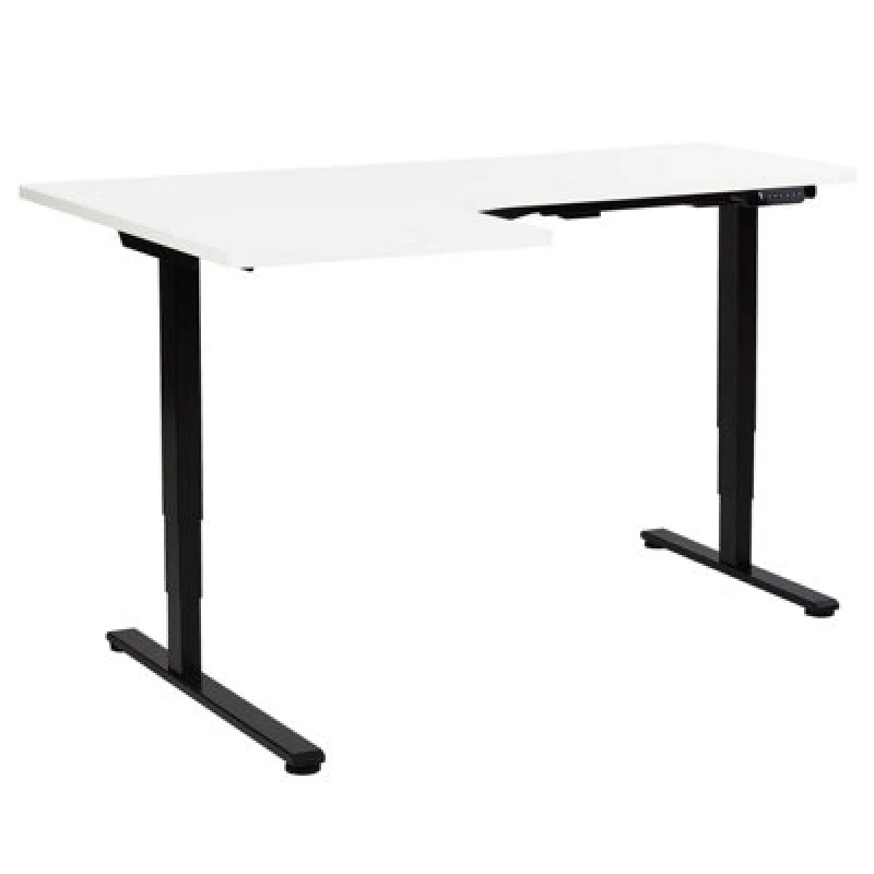 Image of Beliani Electric Adjustable Corner Desk Destines White/ Black 160 Cm 109cm Left Hand