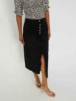 Image of Dorothy Perkins Button Down Midaxi Skirt - Black, Size 12, Women