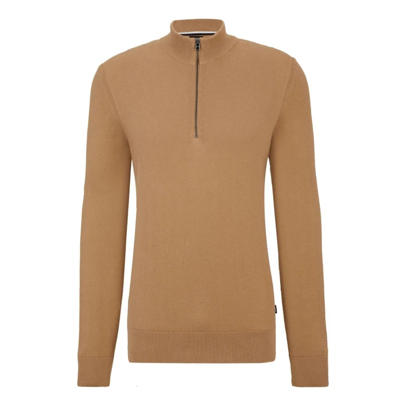 Image of Boss Ebrando-P Quarter-Zip Sweater Beige male 2XL