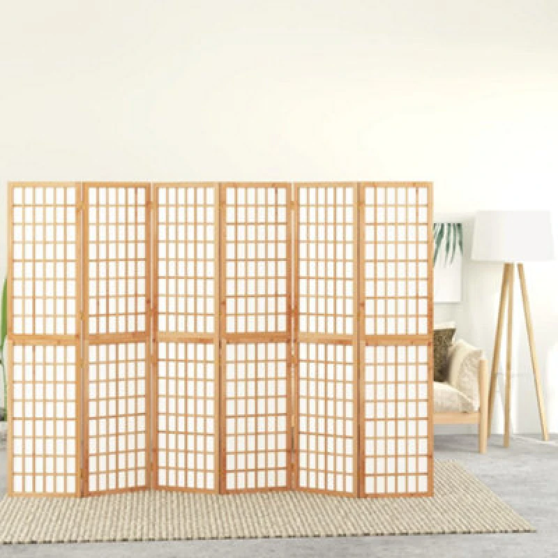 Image of Vidaxl Folding 6-panel Room Divider Japanese Style 240X170 Cm, Brown 352086