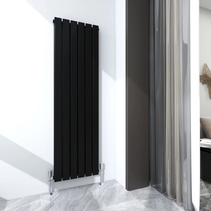 Image of MCC DIRECT 1600 x 408mm Double Designer Flat Panel Central Heating Radiator matt Black HD2223