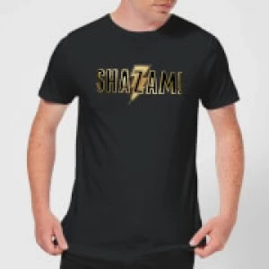 image of Shazam Gold Logo Mens T-Shirt - Black