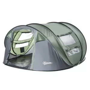Image of Outsunny 4-5 Person Pop-up Camping Tent Waterproof Family Tent w/ 2 Mesh Windows & PVC Windows Portable Carry Bag for Outdoor Trip