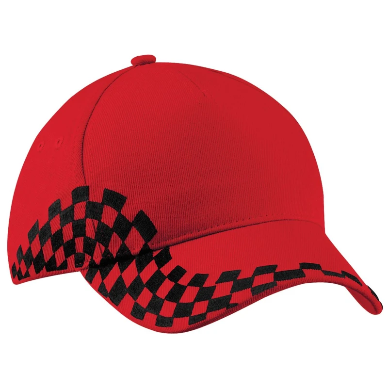 Image of Beechfield Beechfield Men Grand Prix Baseball Cap Pack of 2 in Red Red One Size Male 5059269090326