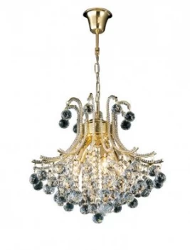 image of Ceiling Pendant Chandelier Round 4 Light French Gold, Crystal