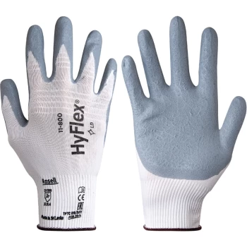 Image of 11-800 Hyflex Palm-side Coated White/Grey Gloves - Size 11