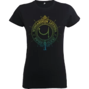 Image of Harry Potter Wingardium Leviosa Swish And Flick Womens Black T-Shirt - L - Black