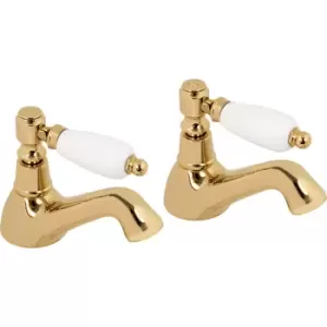 image of Deva Georgian Taps Bath Pillar (2 Pack) in Gold