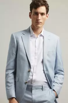 Image of Mens Slim Fit Light Blue Slub Suit Jacket