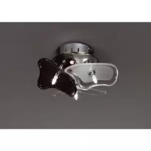 Image of Ceiling / Wall lamp Otto 3 Bulbs G4 round, polished chrome / frosted glass / Black glass