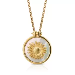 image of JG Signature Gold Plated Mother of Pearl Sunflower Necklace