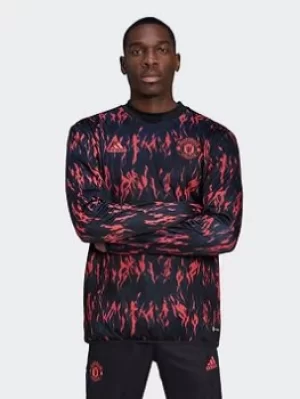 Image of adidas Manchester United Pre-match Warm Top, Black Size M Men