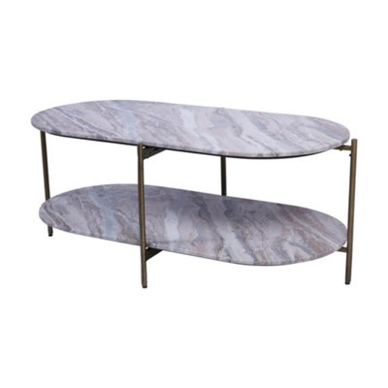 Image of Buttercup Farm Toronto Top And Base Coffee Table - Iron/marble/mdf - L50 X W100 X H40 Cm - White/brown/grey