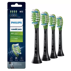 image of Philips W3 Premium White Standard HX9064/33 Black Sonic Toothbrush Heads 4pcs