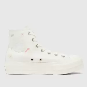 image of Converse White & Pl Blue Things To Grow Lift Hi Trainers