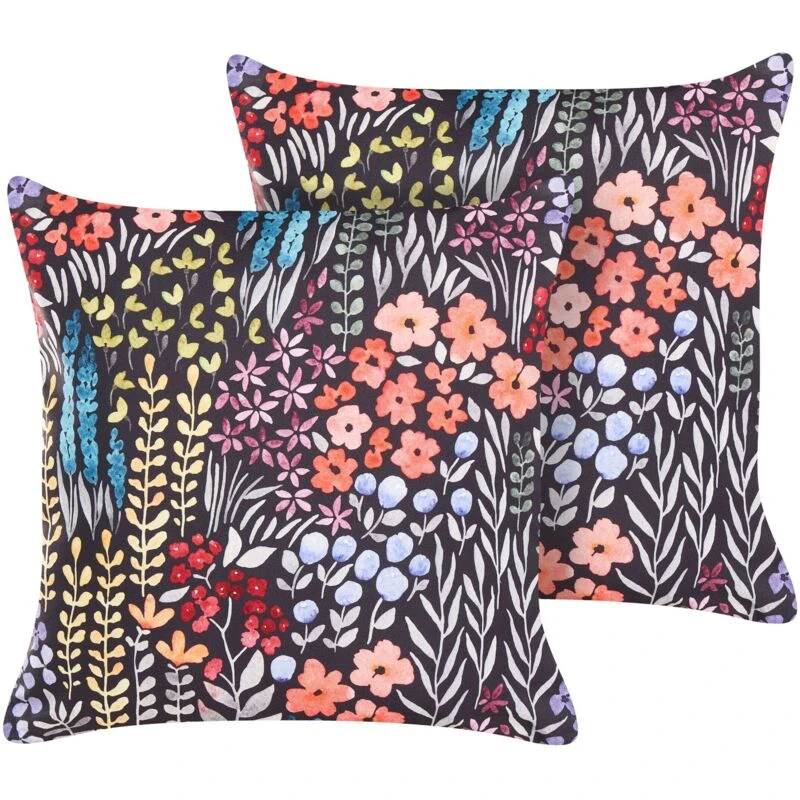 Image of Beliani Set Of 2 Outdoor Cushions Castelaro Floral Pattern 45 X 45cm Multicolour