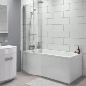Image of Portland Left Hand P Shape Shower Bath with Bath Screen and Front Panel - 1700 x 850mm
