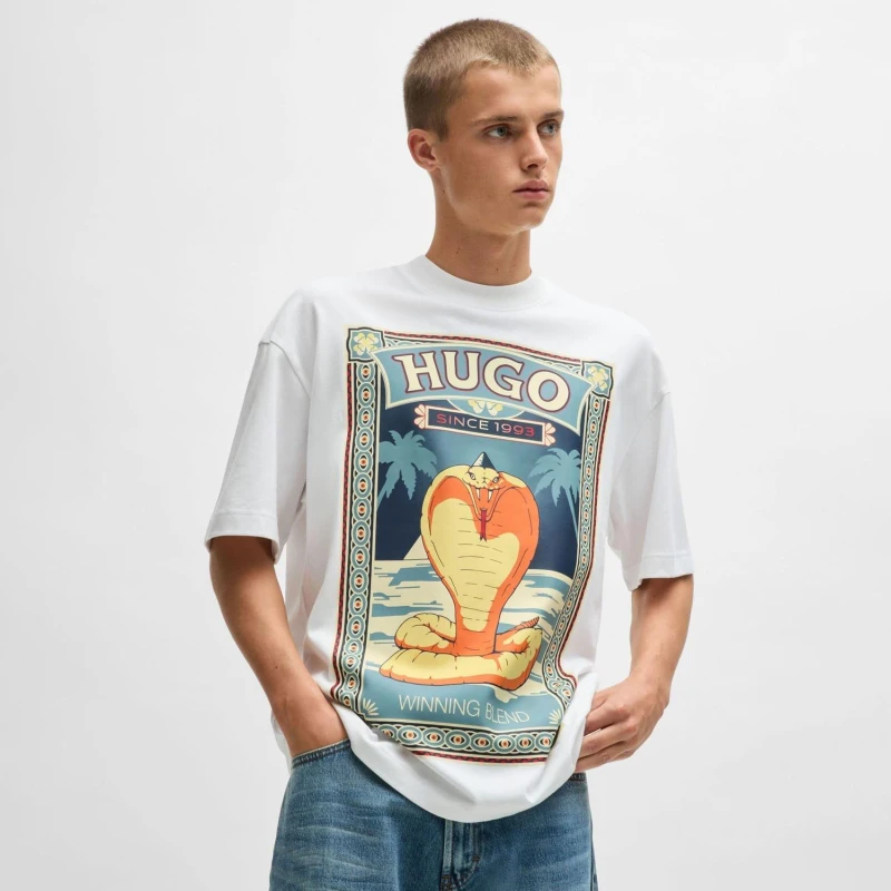 Image of Hugo Dicobri Graphic Print T-Shirt White male S