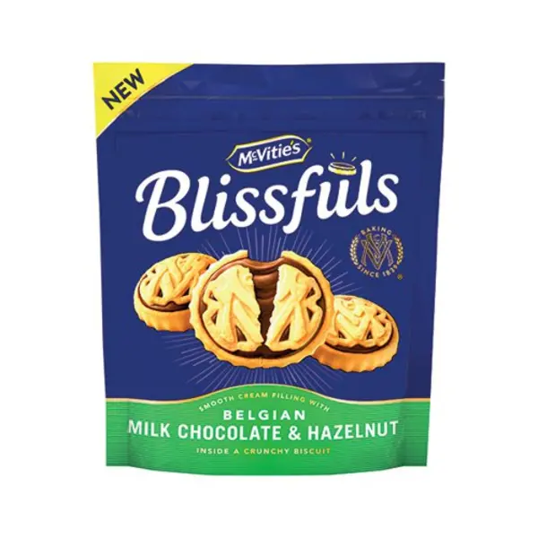 Image of McVities Blissfuls Milk Chocolate and Hazelnut Biscuits 172g 44824