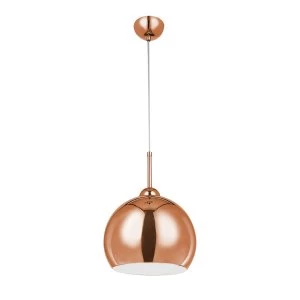 image of Premier Housewares Pendant - Light Copper Finish/White Inside