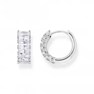 Image of Sterling Silver White Pav Stones Earrings CR667-051-14