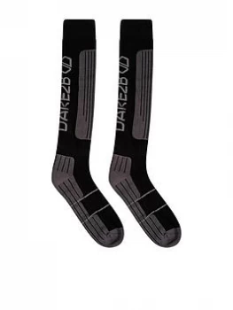 image of Dare 2b Mens Performance Ski Socks - Black/Grey, Size S-M, Men