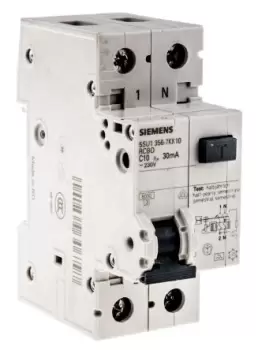 Image of Siemens RCBO - 1+N, 30mA Trip Sensitivity, 5SU1 Series