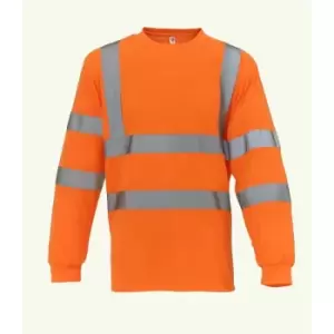 Image of Yoko Adults Unisex Hi-Vis Long Sleeve T-Shirt (L) (Orange) - Orange