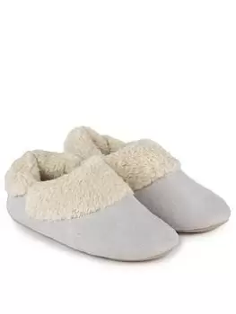 image of TOTES Suedette Bootie Slippers - Grey, Size 5-6, Women