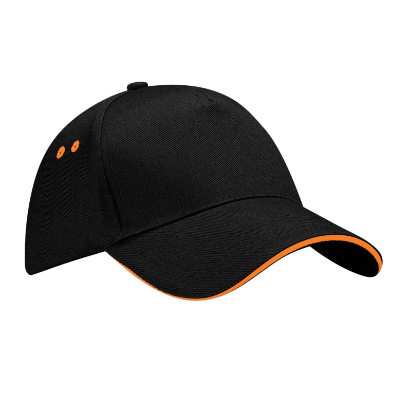 Image of Beechfield Beechfield Men Ultimate Sandwich Peak Cap in Jet Black Jet Black One Size Male 5063377408379