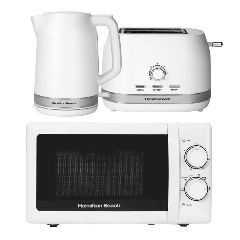 Image of Hamilton Beach Ella Kettle, Toaster & 20L S/Steel Cavity Microwave Set - White White Unisex