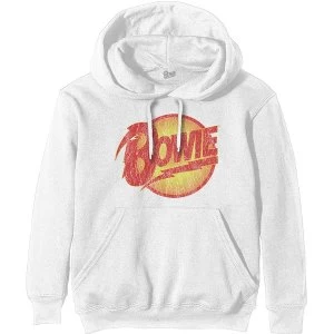 David Bowie - Vintage Diamond Dogs Logo Unisex X-Large Hoodie - White