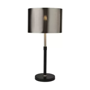 image of Table Lamp Black, Chrome with Brushed Black Chrome Shade