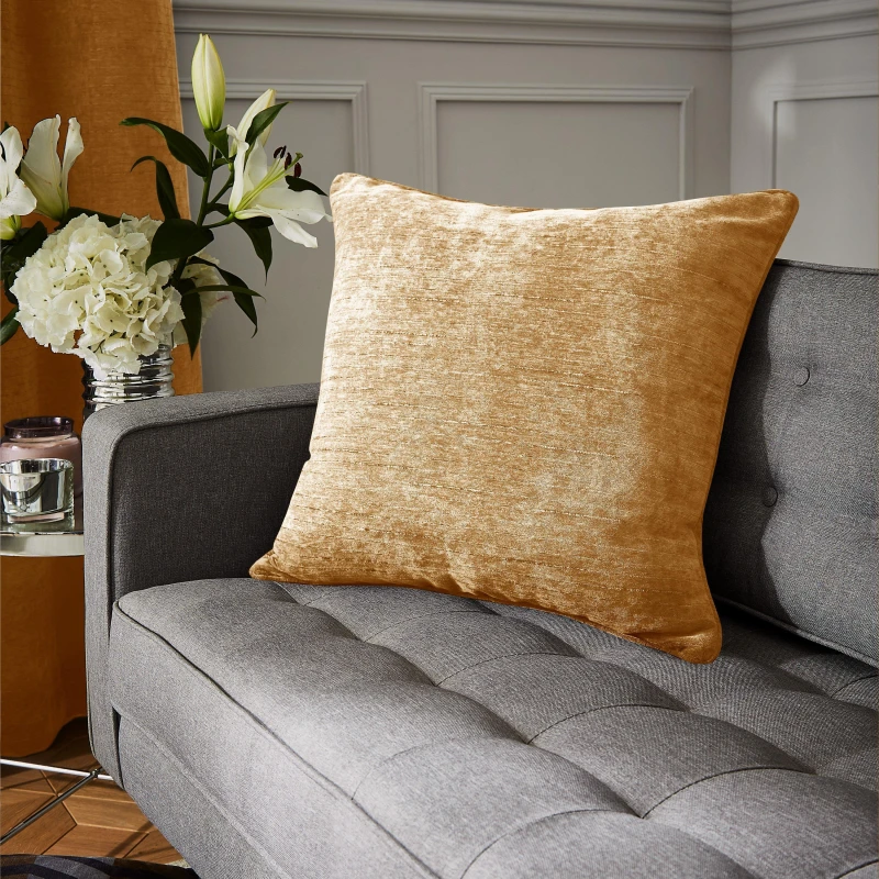 Image of Hyperion Selene Piped Filled Cushion 55cm x 55cm Amber Gold