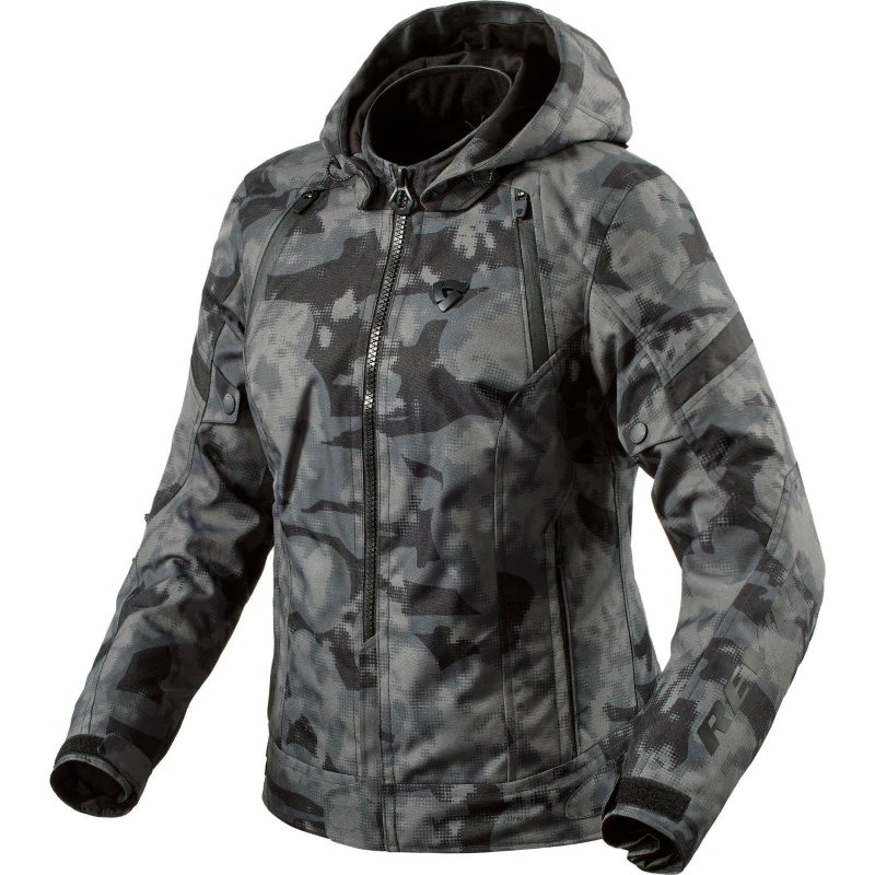 Image of Rev It Flare 3 H2O Ladies Motorcycle Jacket 34 Camo Dark Grey (UK 6)