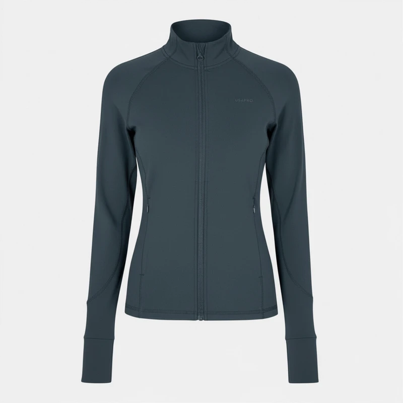 Image of USA Pro Womens Core Fitness Long Sleeve Slim Fit Performance Training Jacket Charcoal female 8 (36)
