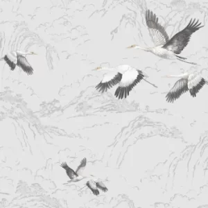 Image of Laura Ashley Animalia Silver Wallpaper
