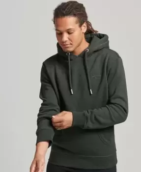 Image of Superdry Mens Organic Cotton Essential Logo Hoodie Green / Dark Olive Marl - Size: M