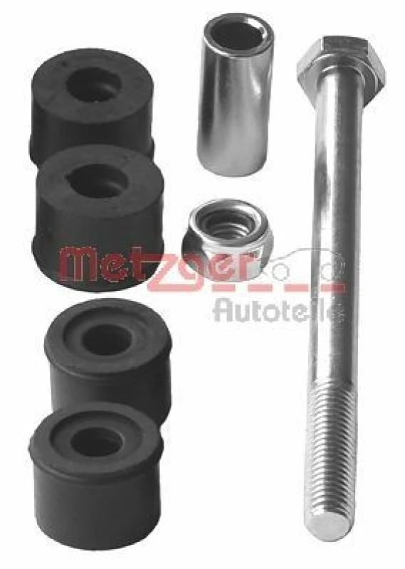 Image of METZGER 53044418 Anti-roll bar link COMPETENCE KIT, Front Axle Right, with nut Link Stabiliser (3229)
