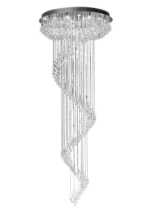Image of Colorado Ceiling Cluster Pendant Multi-Spiral 24 Light Polished Chrome, Crystal