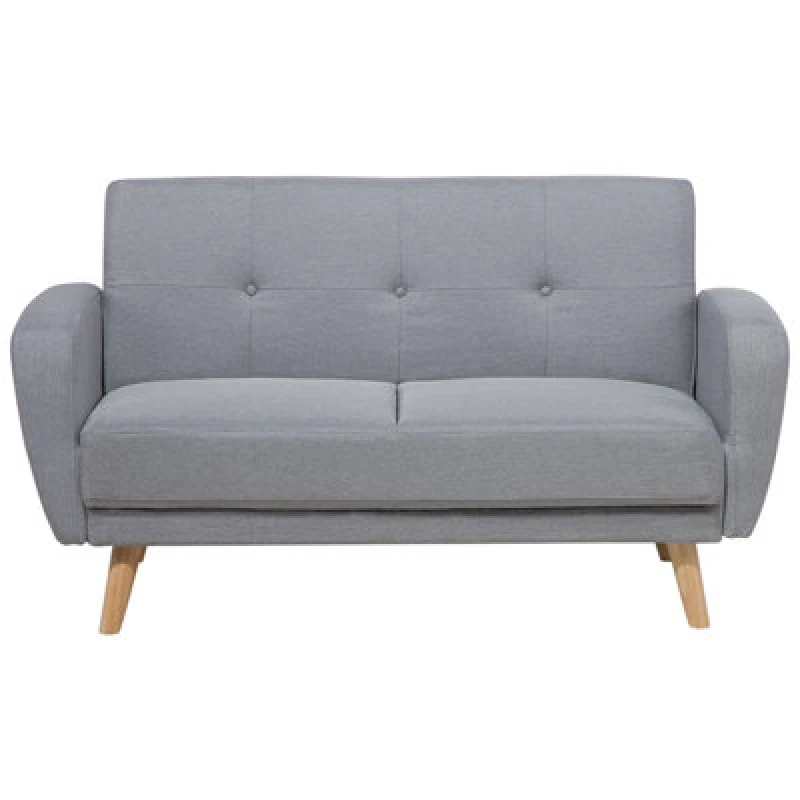 Image of Beliani Sofa Bed 2 Seater Florli Fabric Light Grey