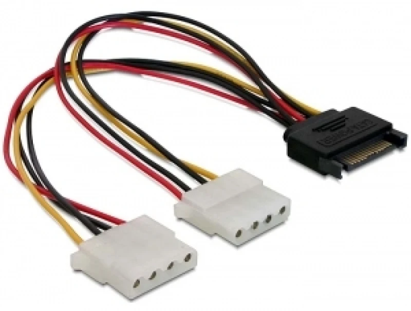 Image of DeLOCK SATA 15pin > 2x 4pin Molex female 20cm